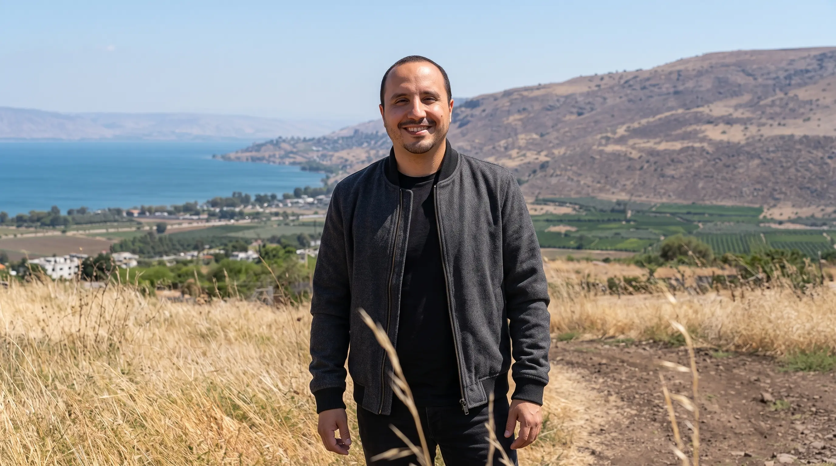 Arie Rodríguez junto al mar de Galilea